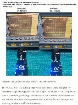 جهاز إرسال فيديو درون AKK Alpha4 VTX 5.8G FPV 4W 8CH مرسل فيديو بعيد المدى للغاية